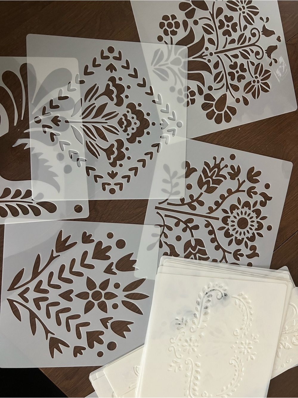 Floral and Folk Art Stencil Set - White